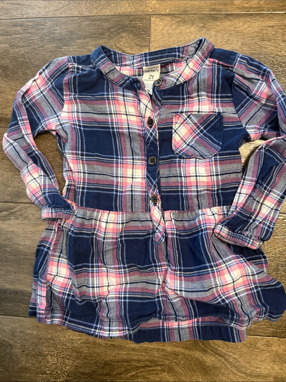 Carter's Navy, Pink & Gray Plaid Button-Front Girls Tunic